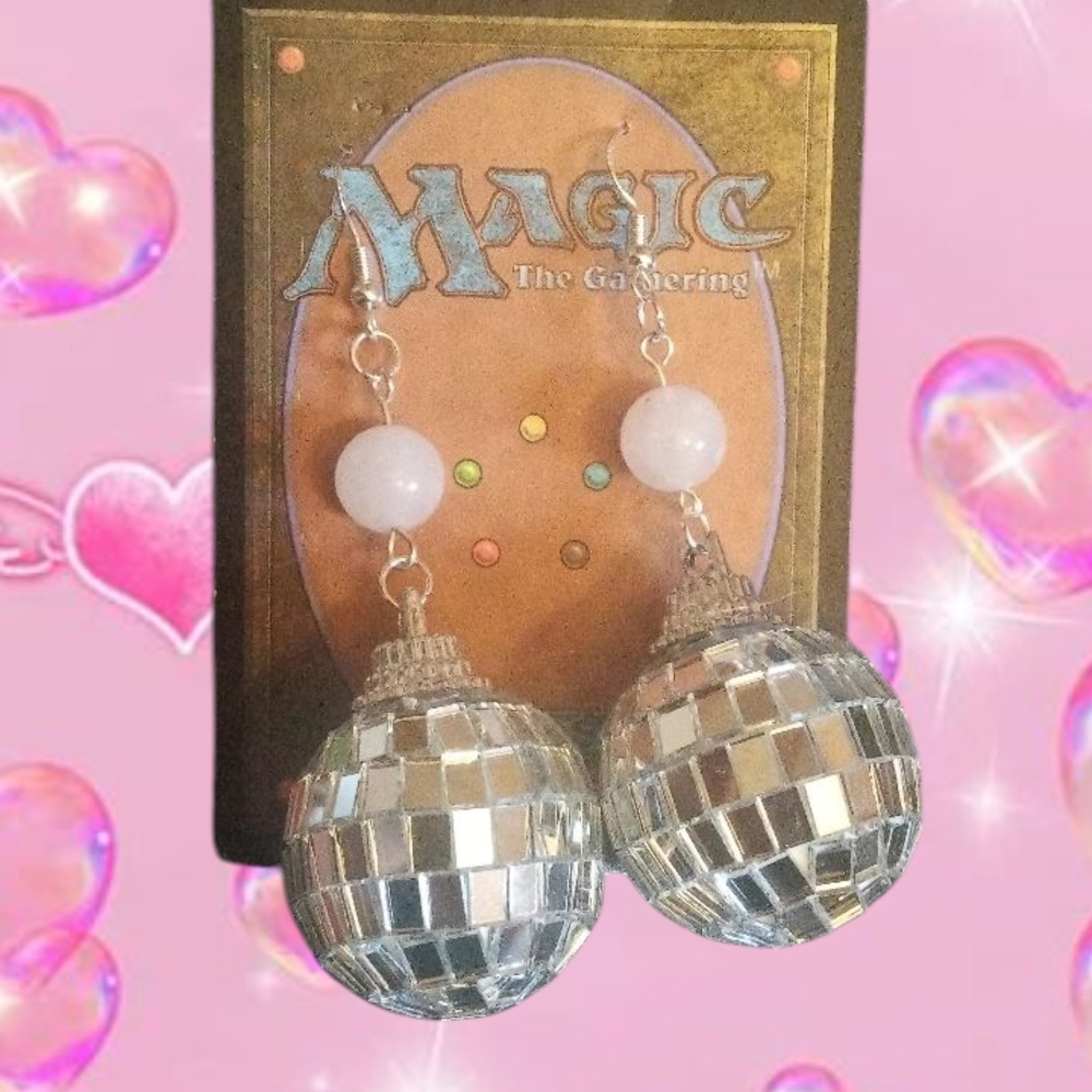Silver Disco Ball Earrings